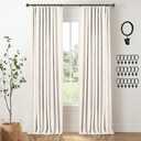 INOVADAY Total Blackout Curtains for Bedroom, Black Out Curtains 84 Inch Long, Clip Rings Linen Blackout Drapes, Thermal Insulated Room Darkening for Living Room, 2 Panels - Beige,W50xL84