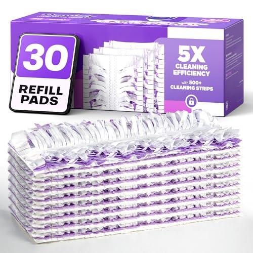5X Cleaning Power Mop Refills for Swiffer Power Mop, 500+ Strips Multi-Surface PowerMop Refill Pads, 30 Count Disposable Powermop Wood Mops, Replacement Mopping Pad for Floor Cleaning