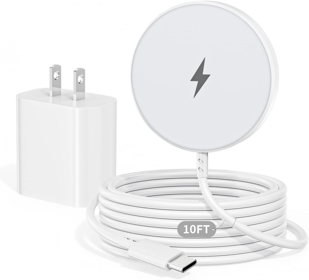 Apple Mag Safe Charger, 10FT Magnetic Charger for iPhone 17/16 iPhone Wireless Charging Pad 15W Fast Wireless Chargers for Apple 17 Pro Max/Air/17/16 Pro/15/14/13/12, AirPods Pro 3/2 Mag Safe Charging