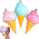 Novelty Place Giant Inflatable Ice Cream Cone for Summer Party, Swimming Pool, Beach, Birthday, and Outdoor Decorations(36 Inches, Pack of 3)