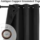 HUTO Blackout Curtains and Drapes for Bedroom - Extra Long Room Darkening Thermal Insulated Solid Window Antique Copper Grommet Draperies for Living Room (Black, 1 Pair, 52 x 96-Inch)