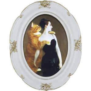 5x7 Oval Picture Frame, White Vintage Style, Glass Front, Suitable for Tabletop or Wall Hanging, Antique Dcor