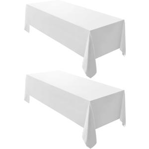 Surmente 2 Pack White Rectangle Tablecloth 60 x 102-inch Rectangular Polyester Table Cloth for Weddings, Banquets, or Restaurants