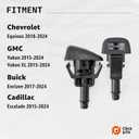 Click&Fit Windshield Washer Nozzles compatible with 2015-2024 Chevrolet Equinox, GMC Yukon, Cadillac Escalade, Buick Enclave Wiper water jet sprayers replaces 95429754, 23181646, 2-pcs, 2-Outlets