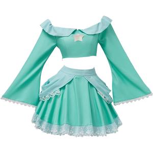 Willyacos Princess Costume Adult Blue Dress Sexy Princess Cosplay Costume Outfit Top Skirt for Teen Women (Large)