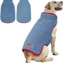 cyeollo Dog Coat Reversible Dog Jacket Winter Sherpa Dogs Sweater Clothes for Cold Weather Fleece Warm Pet Coats for Medium Dogs, Blue 2XL 