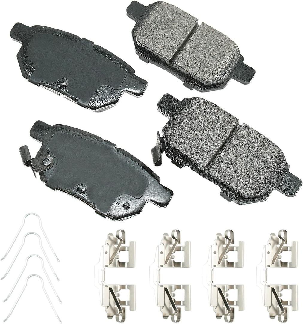 Akebono Brake Pads, ProACT, Rear, compatible with Pontiac Vibe 2009-10 / Toyota MC Platform 2009-20, Set of 4