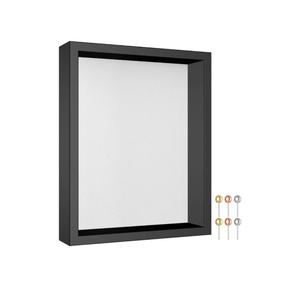 Califortree 8x10 Shadow Box Frame with Soft Linen Back - Metal Push Pins Included, Memory Shadow Box Display Case for Bouquet Awards Medals Wedding Photos and More, Black