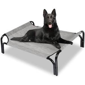 PetEase Cooling Elevated Dog Bed,Portable Dog Cot,with Washable Mesh and Powerful Anti-Slip Feet,Durable for Both Indoor and Outdoor Use (Large, Grey)