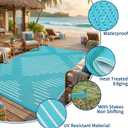 Garvee 10x14 Outdoor Rugs Waterproof Easy-Cleaning Light Blue White