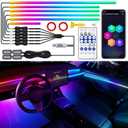 Acrylic Interior Car LED Strip Light with USB/Type C, Dreamcolor 10 in 1 with 187 inches 650 LEDs Ambient Lighting Kits, Sound Active Function Neon Accessories