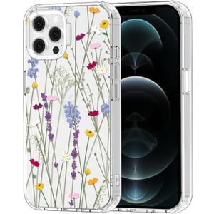 MOSNOVO Case for iPhone 12 & iPhone 12 Pro, [Buffertech 6.6ft Military-Grade Drop Protection] [Anti Peel Off Tech] Clear TPU Bumper Phone Case Cover Design - Floral Garden