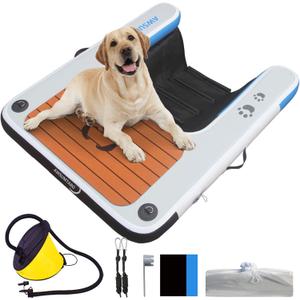 Inflatable Dock, Load-Bearing 200 pounds, Dog pet ramp, Suitable for Swimming Pools, Boat Docks, Lakes, Beach use Water Sports Platform. (Black)