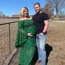Saslax Off Shoulder Lace Maternity Dress for Photography Maxi Maternity Props Dresses for Photo Shoot Baby Shower (Green, Medium)