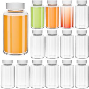 Keketin 4 oz Empty Glass Juice Bottle with White Lid,12 Pack Reusable Wide Mouth Glass Bottles with Lids for Beverages,120ml Shot Bottles for Jam,Ginger and Other Drinks Storage