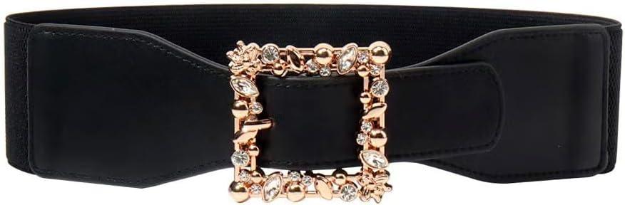 Rhinestone Elastic Waist Belt (Large, Yellow)