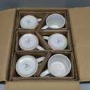Famiware Coffee Mug Set for 6, Star 12 oz Catering Mugs Cup Set with Handle for Coffee, Tea, Cocoa, Milk - Ceramic Stoneware Drinkware Set, Matte White