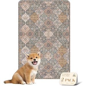 Nunubaby Washable Pee Pads for Dogs, Stylish, Non-Slip and Leak-Proof Pee Pads. Reusable Potty Pads for Dogs for Crates and Floors.(Brown/Multi, 24" x36" )