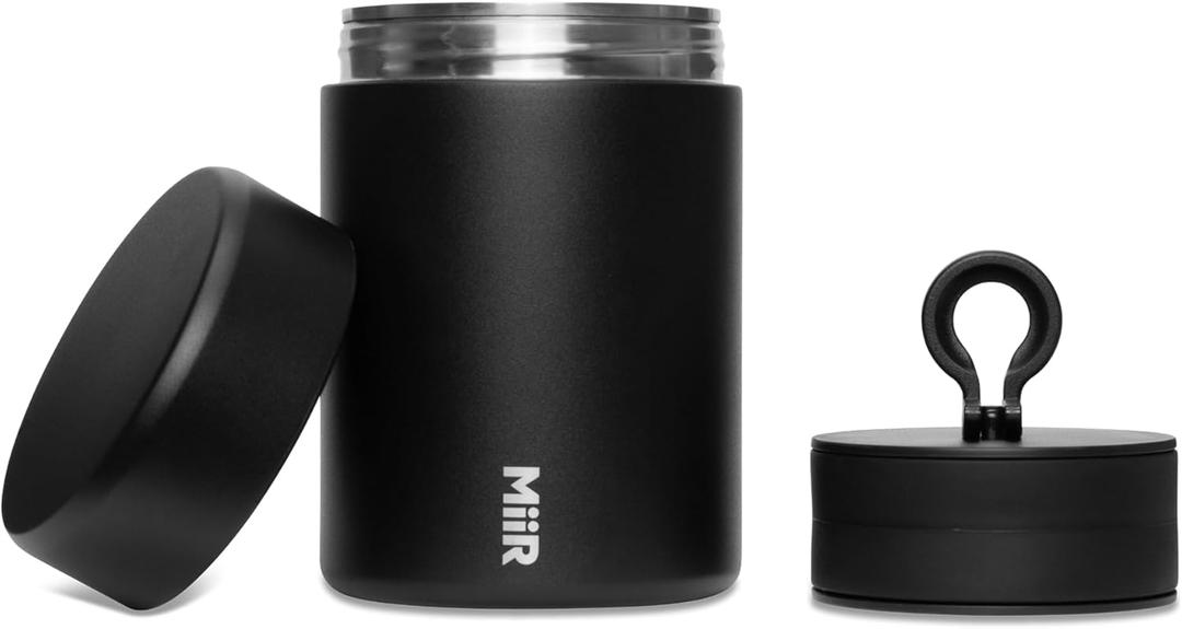 MiiR Airtight Coffee Canister, Portable Storage for Coffee, Tea, and Espresso, Stainless Steel Construction - Locks in Freshness for Your Favorite Beans and Leaves (Black)