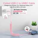 USB C to C Cable 3FT for Car, Coiled USB C Fast Charging Cable for iPhone 17/16/15, 2Pack Type C Cord for iPhone 15/Plus/Pro/Pro Max/Samsung Galaxy S23-Pink