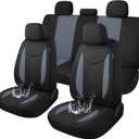 CAROMOP Waterproof Car Seat Cover Full Seats, Neoprene Seat Covers for Cars,Split Bench Compatible Car Interior Covers, Universal Fit Most Car Sedan Truck SUV(Black/Gray)
