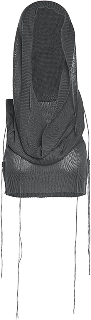 Women Sleeveless Cropped Crop Top Hoodies Sweater Knit Punk Hip Hop Dance Sexy Rave Cloth (Large, Gray)
