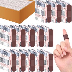 500 Count Brown Waterproof Adhesive Bandages Bulk 3/4" x 3" Adhesive Breathable Bandages for Sensitive Skin School Nurses Businesses Travel First Aid Kits Homeless Care Supplies Donations