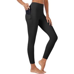 MAGCOMSEN High Waist Leggings with Pockets 7/8 Tummy Control Workout Athletic Gym Exercise Black Yoga Pants, Size: M
