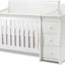 Sorelle Furniture Princeton Elite Crib and Changer with Solid Panel Back Classic -in- Convertible Diaper Changing Table Non-Toxic Finish Wooden Baby Bed Toddler Full-Size Nursery - White