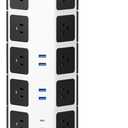 Power Strip Tower Surge Protector, 20 Outlets 6 USB (2 USB C) Charging Station, Extension Cord with Multiple Outlets, 1050J 1625W/13A Outlet Extender 6.5ft Extension Cord for Home Office