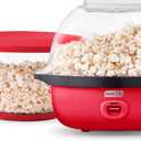 DASH SmartStore Deluxe Stirring Popcorn Maker, Hot Oil Electric Popcorn Machine with Large Lid for Serving Bowl and Convenient Storage, 24 Cups  Red