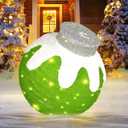 BRIGHTDECK Outdoor Christmas Ornaments, Lighted Pop-Up Outdoor Holiday Ball Decoration with 80 LED Lights, 8 Light Modes, Lighted Collapsible Holiday Decorations for Yard, Home (Green)