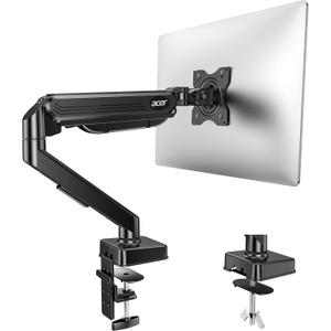 Acer Single Monitor Mount, Fully Adjustable Monitor Arm Fits 17 to 34 Inch Screens, Gas Spring VESA Mount with C-Clamp & Grommet Base, Computer Desk Arm with Tilt Swivel Rotate Supports 4.4-19.8 lbs