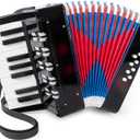 Accordion, 17 Keys Piano Accordion for Kids Students 8 Bass with Straps for Beginners Student Educational Musical Instrument (Black)