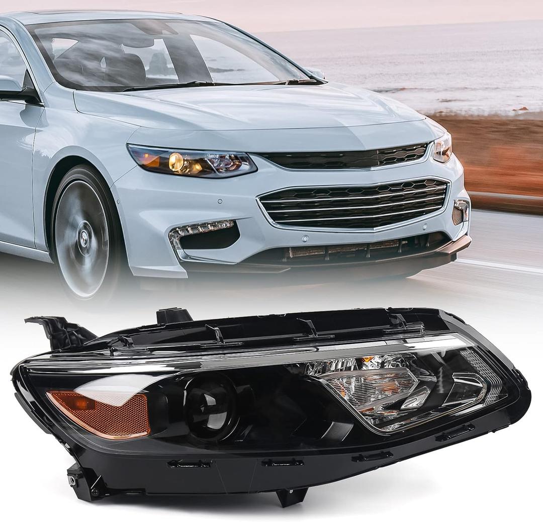 for Chevy Malibu Headlight Assembly 2016 2017 2018 Replacement Chevrolet Head Light Halogen Projector Headlamp Right Passenger Side 84653388