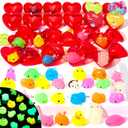 JOYIN 28 Packs Valentines Day Gifts for Kids, Glow Mochi Squishy Toys with Heart Funny Valentines Day Cards for Kid School Classroom Exchange Prize, Stress Relief Fidget Toy for Valentine Party Favor