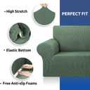KEKUOU Stretch Single Sofa Slipcover 1 Piece Couch Sofa Cover (31"-55") Furniture Protector 1 Seater Sofa with Elastic Bottom for Kids,Pet.Jacquard Small Checked Pattern Fabric(Small,Greyish Green)