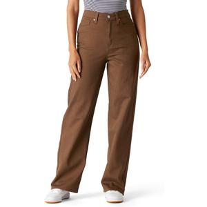 Levi Strauss Signature Gold Women's Heritage High-Rise Loose Straight Jeans Stretch Denim  (Brown), 14/W32