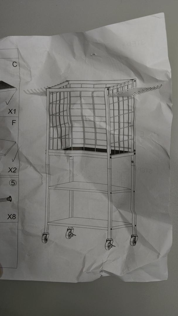 Rolling Laundry Basket on Wheels,3 Tiers- Garment Storage Cart,Easy Moved Basket for Organizer,Black Metal Basket with Wheels, Garment Metal Rack for Clothes Wash and Dry Sort