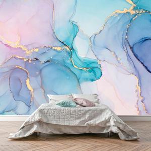 Pink and Blue Marble Abstract Wallpaper Mural for Girl Bedroom
170"x110" Not Peel and Stick