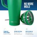 Ice Shaker 40 oz Tumbler with Handle and Straw | 40oz Green | Cold for 30+ Hours | 2-in-1 Tumbler Shaker Bottle | Odor-Free 40 ounce Bottle for Water, Protein Shakes, Smoothies, Cocktails