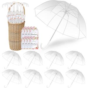 8 Pcs Clear Umbrella Wedding Umbrellas Bulk, Wedding Favors for Guest Umbrella Gifts Stick Umbrellas with Thank You Cards & Rope, Photography, Outdoor Events