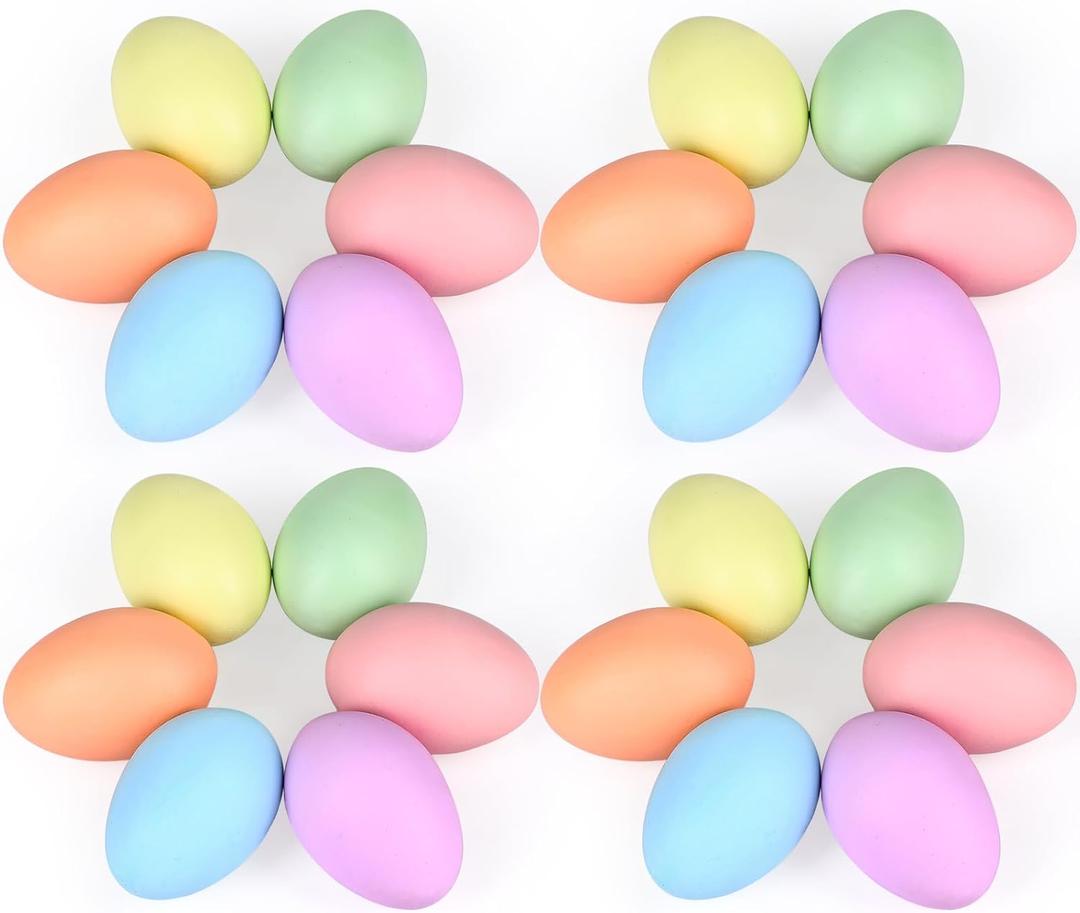 Geiserailie 24 Pcs Easter Ceramic Eggs 2.44" DIY Easter Eggs Basket Stuffer Paint Party Favors Decorations Craft Set for Hunt, Home Decor, Keepsake Gift(Soft Color)