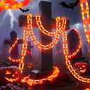 Halloween Chain Lights  10 Ft 160 LED Orange Plastic Chains, Battery Operated Halloween Decorations with 8 Lighting Modes & Timer, Spooky Haunted House & Party Decor