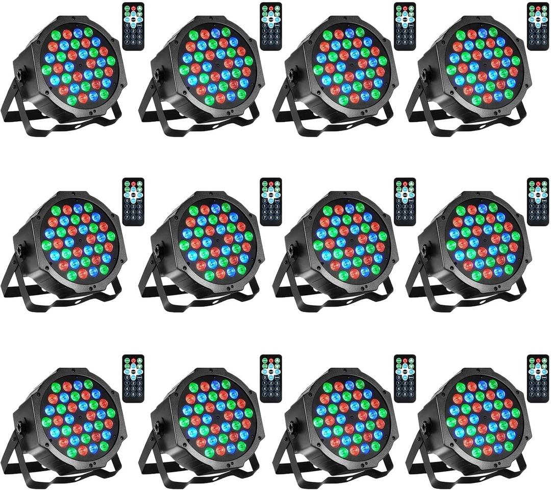 Litake Stage Lights Par Lights DJ Party Light Corded RGB 36 LED with DMX Controller Sound Activated Remote Control DJ Uplights for Events Wedding Party Club Bar Dance Gratulation Stage Lighting 12 PCS