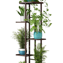 LINZINAR Plant Stand Metal 5 Tier 6 Potted Multiple Flower Pot Holder Shelf Indoor Outdoor Planter Display Shelving Unit for Patio Garden Corner Balcony Living Room (5 Tier 6 Potted, Bronze)
