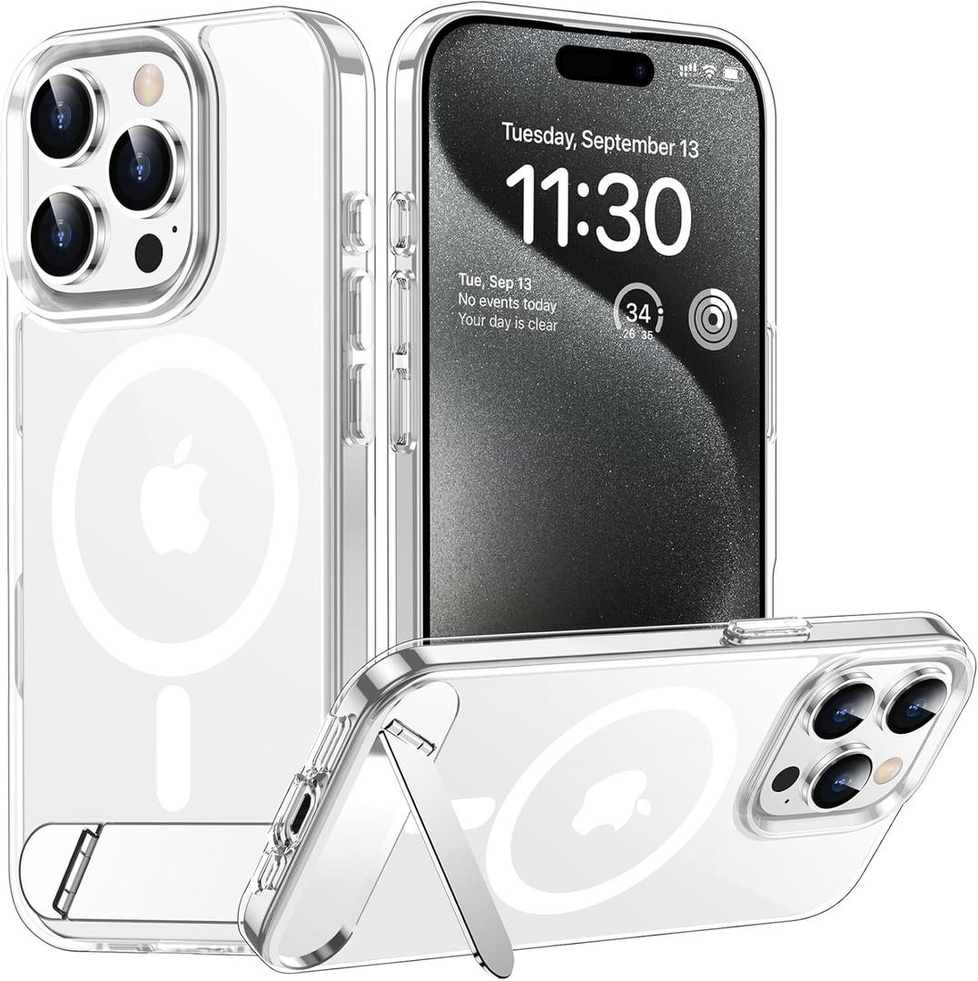 Temdan Magnetic Compatible with iPhone 15 Pro Case, [Built-in Invisible Kickstand][Compatible with MagSafe] [Military Grade Shockproof] Slim Thin Phone Case for iPhone 15 Pro 6.1"