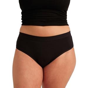 Saalt EveryWear Cotton Brief - Leakproof Period Underwear - Mid-Rise, Full Coverage Womens Underwear - Reusable & Washable - Replaces 3 Pads or 4 Tampons - X-Small, Volcanic Black