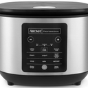 AROMA® 6-Cup (Uncooked)/ 12-Cup (Cooked) Slow Cook Rice Cooker and Brown Rice Cooker with Lift-Out Pot Handles and Silicone Storage Lid, PFAS-Free Ceramic Coating