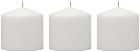 Stonebriar 3 Pack Tall 3 x 3 Inch 18 Hour Long Burning Unscented White Wax Pillar Candles